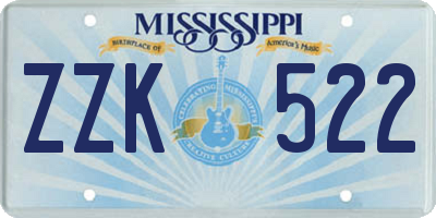MS license plate ZZK522