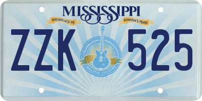 MS license plate ZZK525