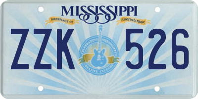 MS license plate ZZK526