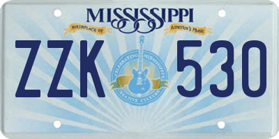 MS license plate ZZK530