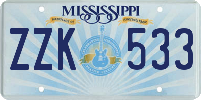 MS license plate ZZK533