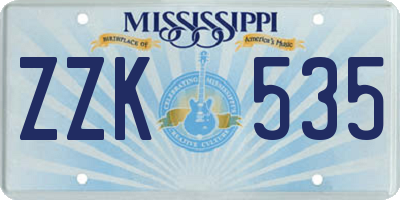 MS license plate ZZK535