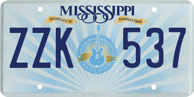 MS license plate ZZK537