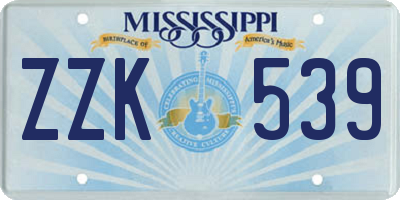 MS license plate ZZK539
