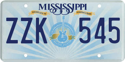 MS license plate ZZK545
