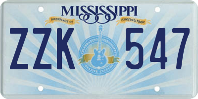 MS license plate ZZK547
