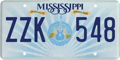 MS license plate ZZK548