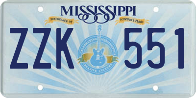 MS license plate ZZK551