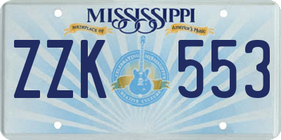 MS license plate ZZK553