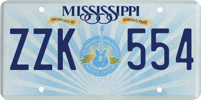 MS license plate ZZK554