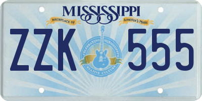 MS license plate ZZK555