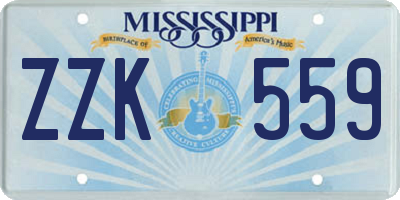 MS license plate ZZK559