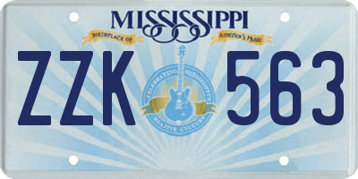 MS license plate ZZK563