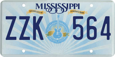 MS license plate ZZK564