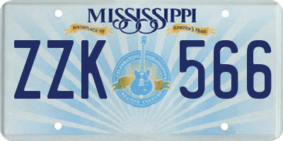 MS license plate ZZK566