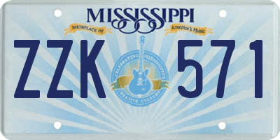 MS license plate ZZK571