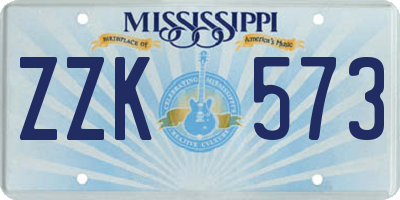 MS license plate ZZK573