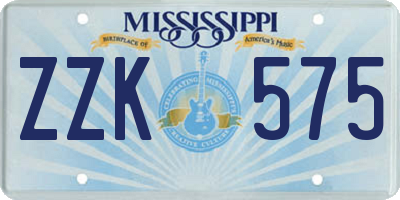 MS license plate ZZK575