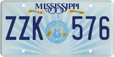 MS license plate ZZK576