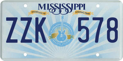 MS license plate ZZK578