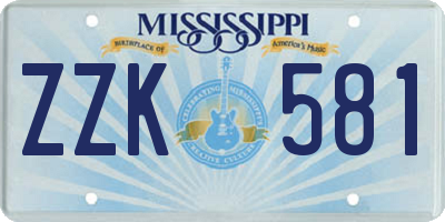 MS license plate ZZK581