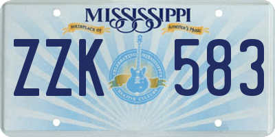 MS license plate ZZK583