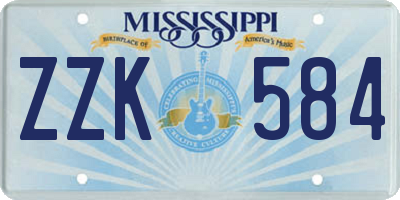 MS license plate ZZK584