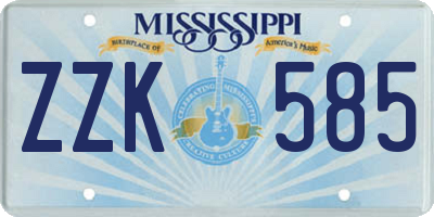 MS license plate ZZK585