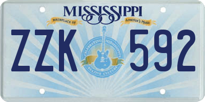MS license plate ZZK592