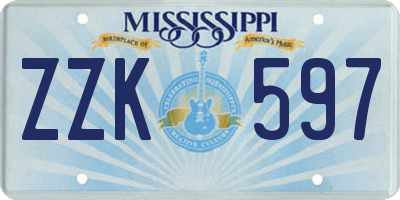 MS license plate ZZK597