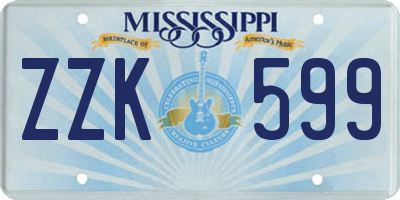 MS license plate ZZK599