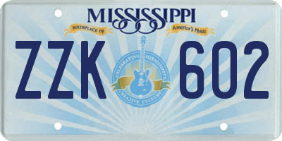 MS license plate ZZK602