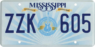 MS license plate ZZK605