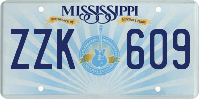 MS license plate ZZK609