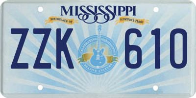 MS license plate ZZK610