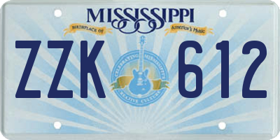 MS license plate ZZK612