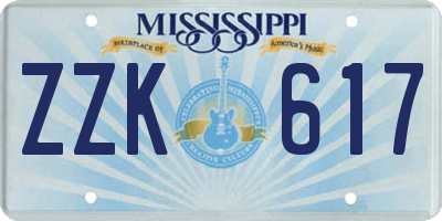 MS license plate ZZK617