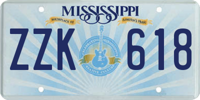 MS license plate ZZK618