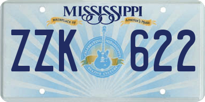 MS license plate ZZK622