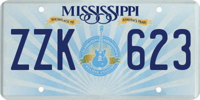 MS license plate ZZK623