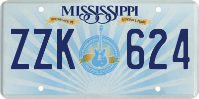 MS license plate ZZK624
