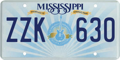 MS license plate ZZK630