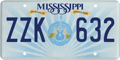 MS license plate ZZK632