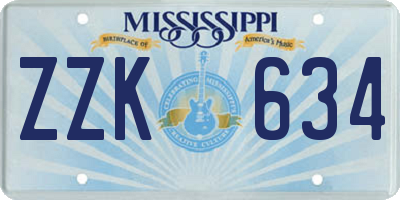 MS license plate ZZK634