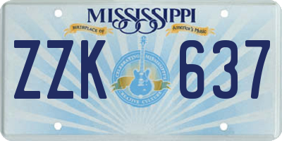 MS license plate ZZK637