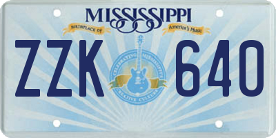 MS license plate ZZK640