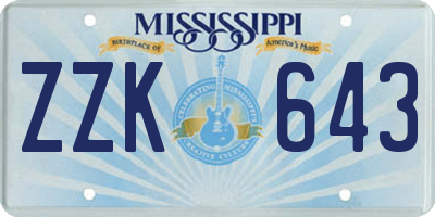 MS license plate ZZK643