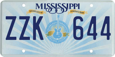 MS license plate ZZK644