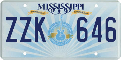 MS license plate ZZK646