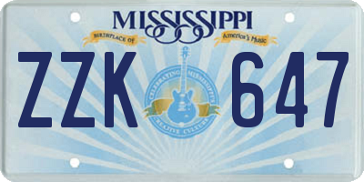 MS license plate ZZK647